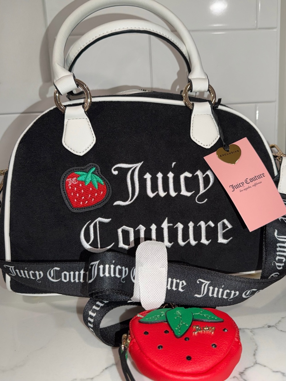 NWT Juicy Couture Black Strawberry Dome Satchel “Sweet & Juicy”